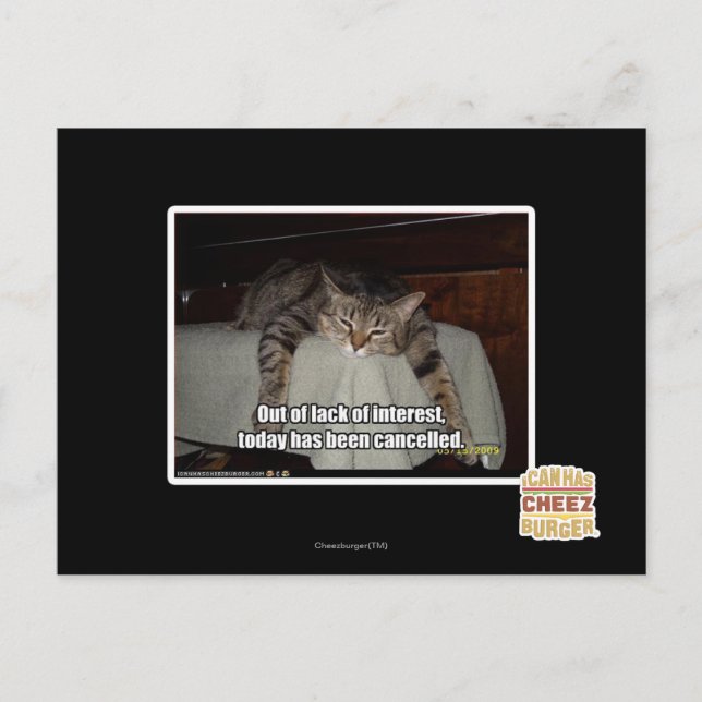 Aus Mangel an Interesse Postkarte (Vorderseite)