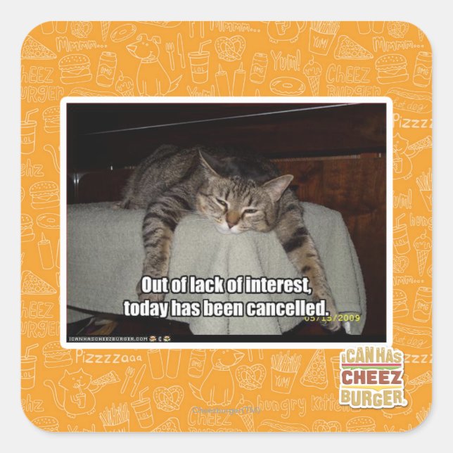 Aus Mangel an Interesse Quadratischer Aufkleber (Vorderseite)