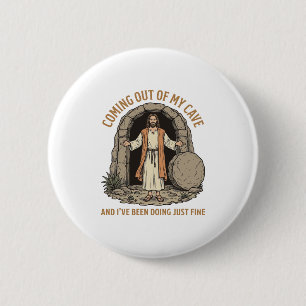 Aus meiner Höhle kommen Funny Christian Vintage-Sh Button
