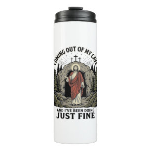 Aus meiner Höhle kommen Vintage Religiös Lustiges Thermosbecher