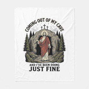 Aus meiner Höhle kommend Vintage Religiös Lustiges Fleecedecke
