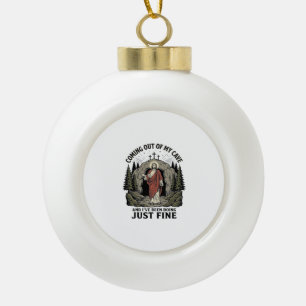 Aus meiner Höhle kommend Vintage Religiös Lustiges Keramik Kugel-Ornament