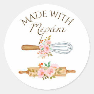 Aus Meraki-Aufklebern gefertigt, griechische Aufkl Runder Aufkleber