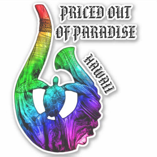 AUS PARADISE HERAUS HI Honu Tribal Hook Rainbow PR Aufkleber (Vorderseite)