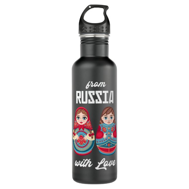 Aus Russland mit Liebe Matryoshka Souvenir Nesting Edelstahlflasche (Vorderseite)
