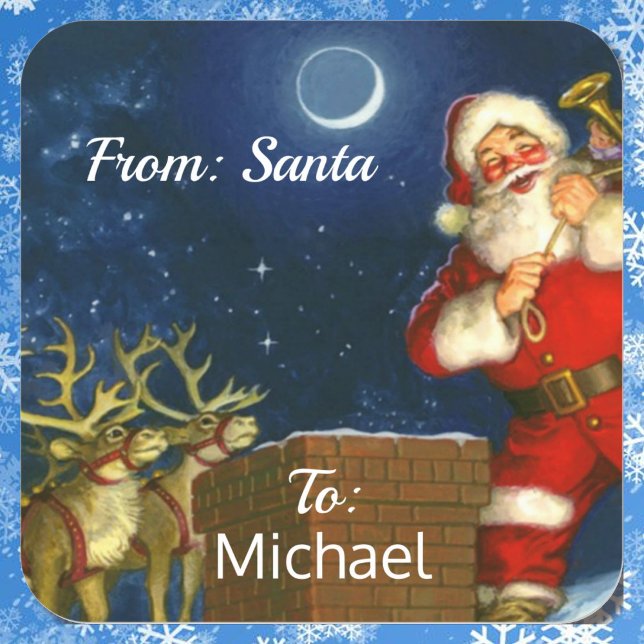 Aus SANTA CLAUS Geschenkwrap CUSTOM Kid's NAME Quadratischer Aufkleber (Von Creator hochgeladen)