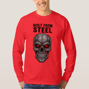 Aus Stahl gebaut - Cyber Skull mit roten Augen Gra T-Shirt