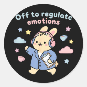 Aus, um die Emotionen lustiger Bunny-Hase Scoote z Runder Aufkleber