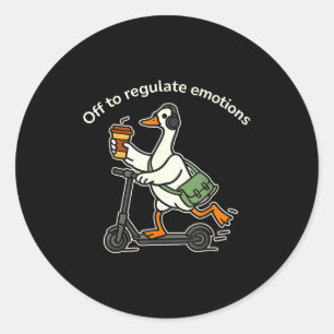 Aus, um Emotionen lustige alberne Gans mentalO zu Runder Aufkleber