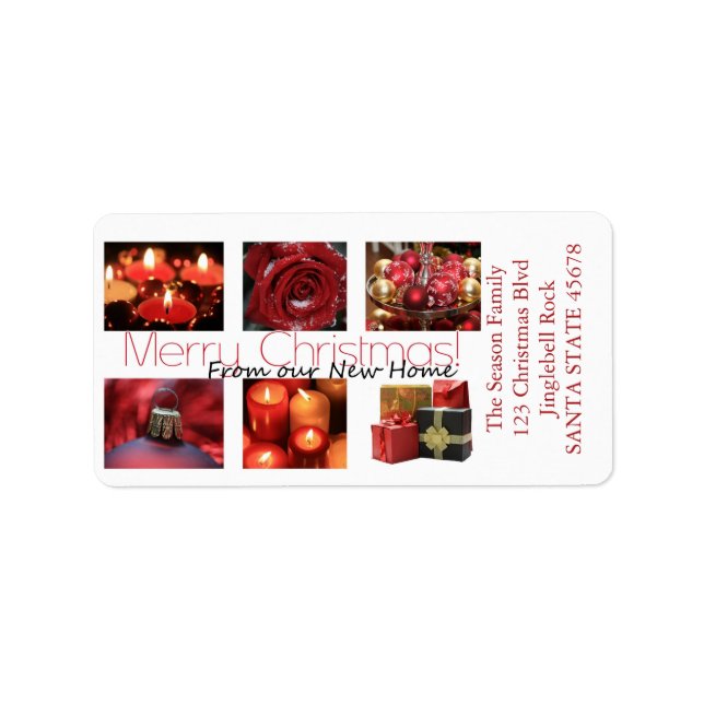 Aus unserer neuen Zuhause Winter Collage Adressaufkleber (Vorne)