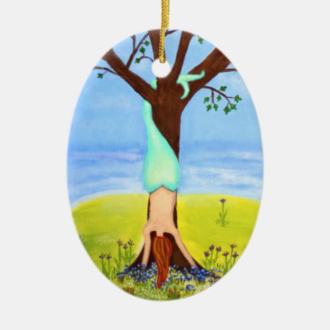 "Aus Wasser heraus" Meerjungfrau-Kunst Keramik Ornament (Vorne)