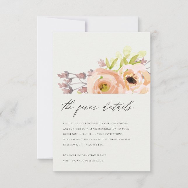 AUS WEISSER BLUSH PINK PEACH FLORAL WEDING DETAIL EINLADUNG (Vorderseite)