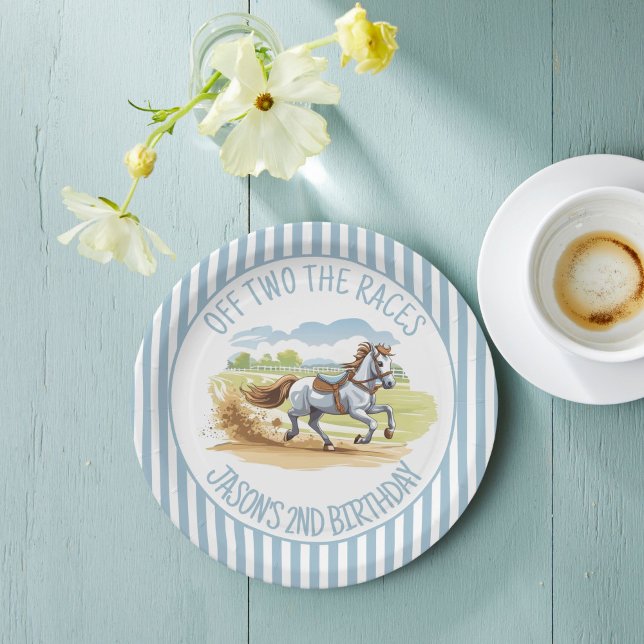 Aus zwei Rennen Reitsport derby Party gedruckt Pappteller (Off two the races horses equestrian derby pony party printed paper plates personalized tableware )