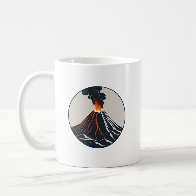 Ausbrechen des Vulkans Moderne Kunst Illustration Kaffeetasse (Links)