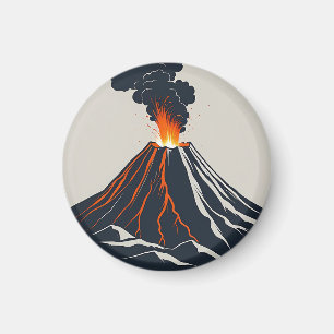Ausbrechen des Vulkans Moderne Kunst Illustration Magnet