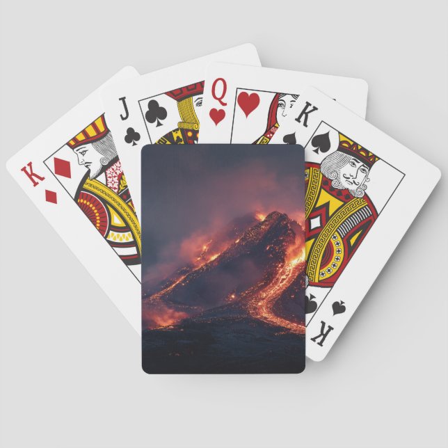 Ausbrechende Vulkan-Lava-Strömung Spielkarten (Rückseite)