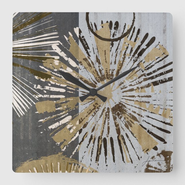 Ausbruch deckt III mit Ziegeln Quadratische Wanduhr (Vorderseite)