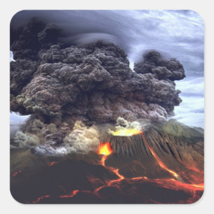 Ausbruch des Vulkans auf dem Berg Quadratischer Aufkleber