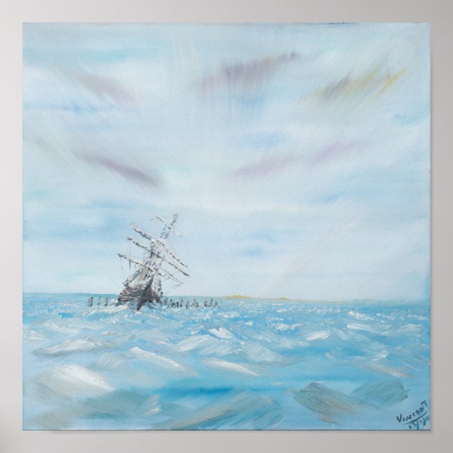 Ausdauer in der Falle der Antarktis. gestrichen Poster (Vorne)