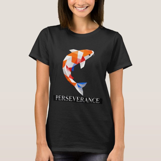 Ausdauer Koi-Fisch Low-Poly-Kunst T-Shirt (Vorderseite)