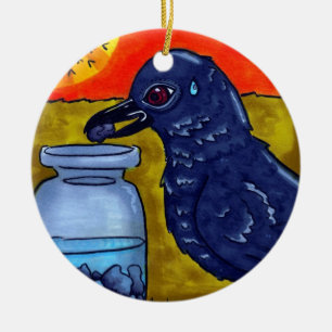 Ausdauer-Krähe Keramikornament