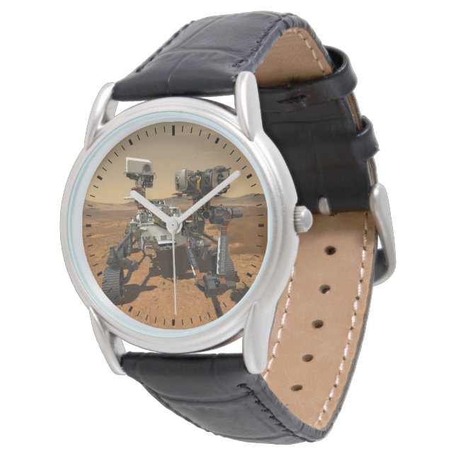 Ausdauerrenderung auf der Oberfläche von Mars. Armbanduhr (Schrägansicht)