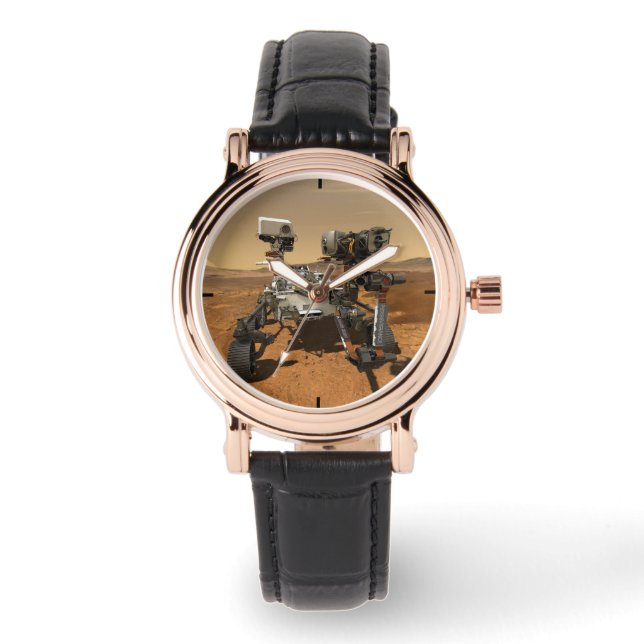 Ausdauerrenderung auf der Oberfläche von Mars. Armbanduhr (Vorderseite)