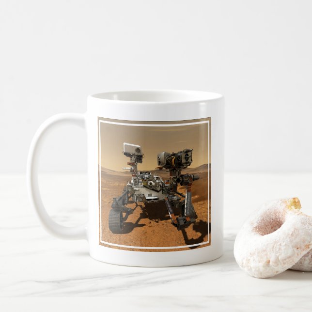 Ausdauerrenderung auf der Oberfläche von Mars. Kaffeetasse (Mit Donut)