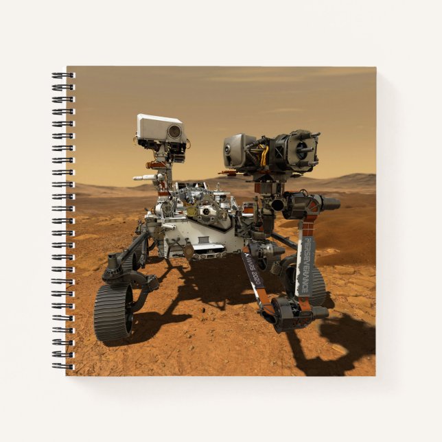Ausdauerrenderung auf der Oberfläche von Mars. Notizbuch (Vorderseite)