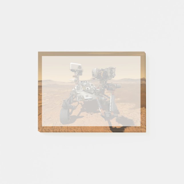 Ausdauerrenderung auf der Oberfläche von Mars. Post-it Klebezettel (Vorderseite)