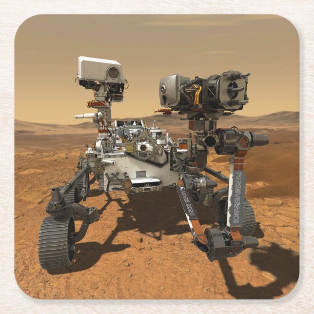 Ausdauerrenderung auf der Oberfläche von Mars. Rechteckiger Pappuntersetzer (Vorderseite)