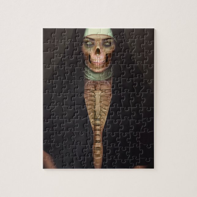 Ausdehnungs-Horror-Nonnen-Dame Skull Skeleton Puzzle (Vertikal)