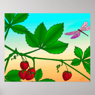 Ausdruck "Erdbeeren an einer Zweigstelle" mit Gren Poster