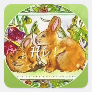 Ausdrücke von Freude und Osterklemmern Quadratischer Aufkleber