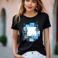 Ausdrückliche Eleganz: Abstrakter blauer T - Shirt