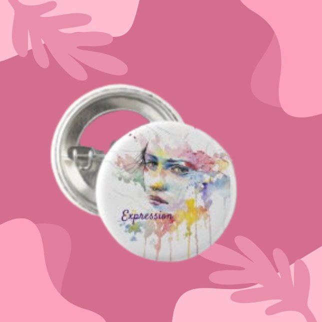 Ausdrucksform, Woman Face Classic Art Round Button (Von Creator hochgeladen)