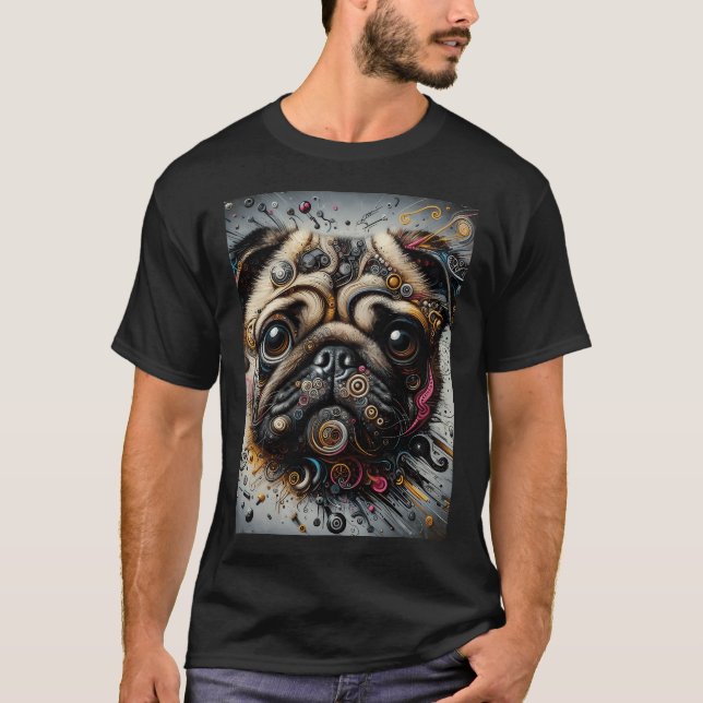 Ausdrucksstarker Mops-Hund T-Shirt (Vorderseite)