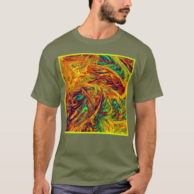 Ausdrucksstarkes, lebendiges Farbmuster T-Shirt (Vorderseite)