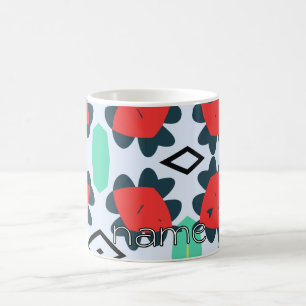 Ausdrucksvoll spielerisch rot und grün kaffeetasse