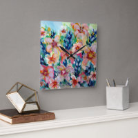 Ausdrucksvolle farbenfrohe Blumenuhr vollständig a