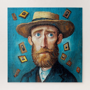 Ausdrucksvolles Portrait Bearded Man in Van Gogh S Puzzle