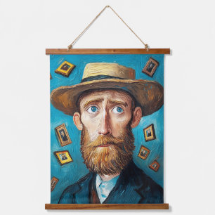 Ausdrucksvolles Portrait Bearded Man in Van Gogh S Wandteppich Mit Holzrahmen