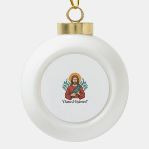 Auserwähltes und Erlöstes Christliches Vintage-Jes Keramik Kugel-Ornament