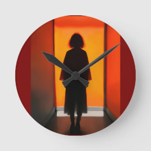 Ausfahrt Orange - Frische Silhouette Kunst, Kultur Runde Wanduhr