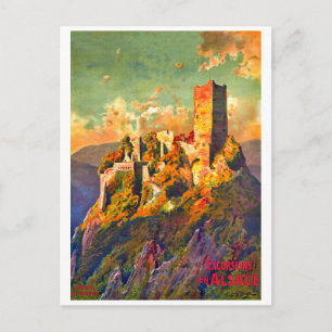 Ausflüge im Elsass, Frankreich, Vintage-Reise Postkarte