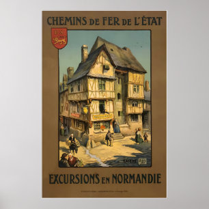 Ausflüge in der Normandie Frankreich Staatsbahn Poster