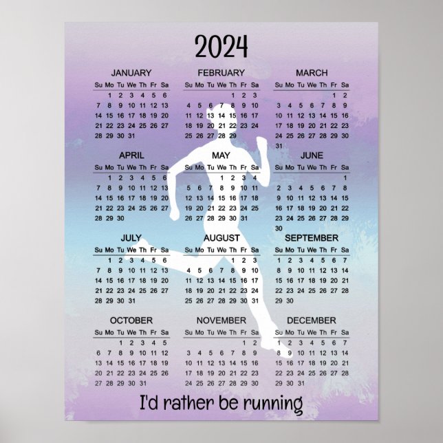 Ausführen von Joggen Design 2024 Calendar Poster (Vorne)