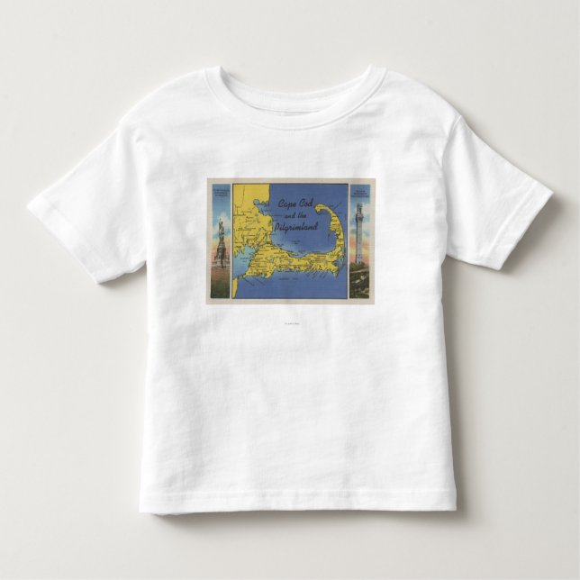 Ausführliche Karte des Pilgrimland Kleinkind T-shirt (Vorderseite)