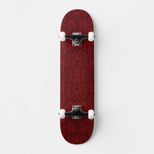 Ausführliche rote Blumentapete Skateboard (Vorderseite)