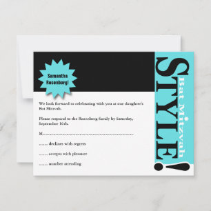 Ausführung! Bat Mitzvah Magazine UAWG Reply Card A RSVP Karte